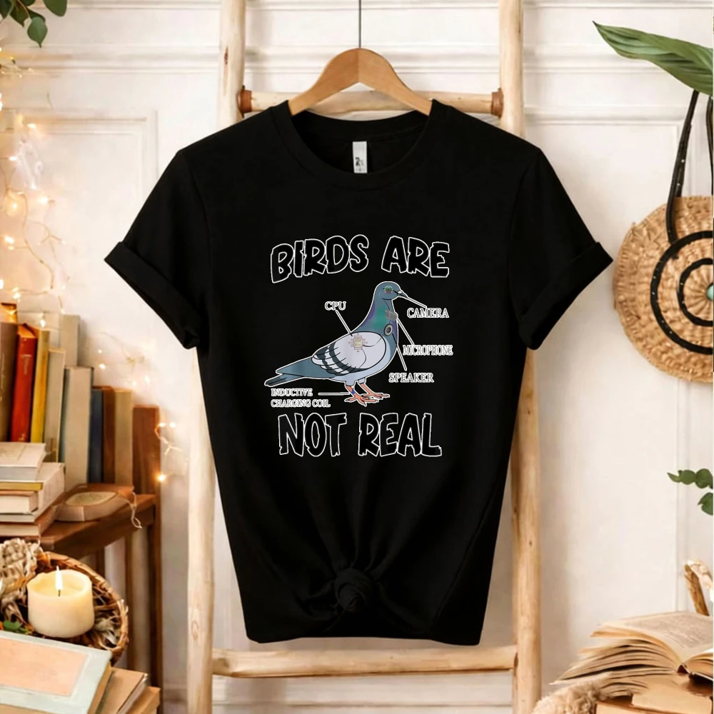 Pigeon Birds Are Not Real Funny Bird Spies Conspiracy Theory Funny Gamer Meme Music Gift Tee T Shirt Cotton Short Sleeve Tops