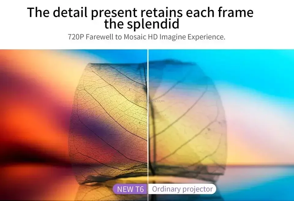 TouYinger T6 Proyector LED HD portátil (Android Wifi opcional) Video Beamer compatible con cine en casa 4K Full HD 1080p