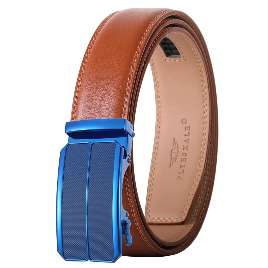 Brown Cowhide Genuine Leather Belts For Men New Fashion Luxury Designer Dress Formal Casual Belt Male Automatic Buckle B622