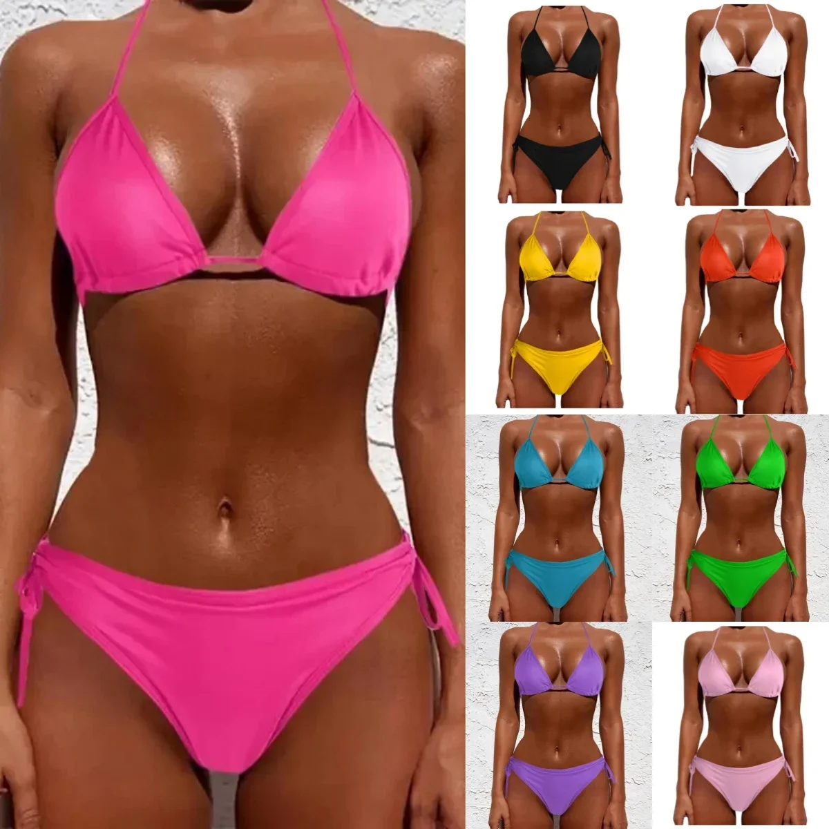 2pcs/set Women Summer Beach Bikini Swimwear Ladies Three Point Sexy Swimwsuit Comfortable Underwear Breathable Soft Lingerie New