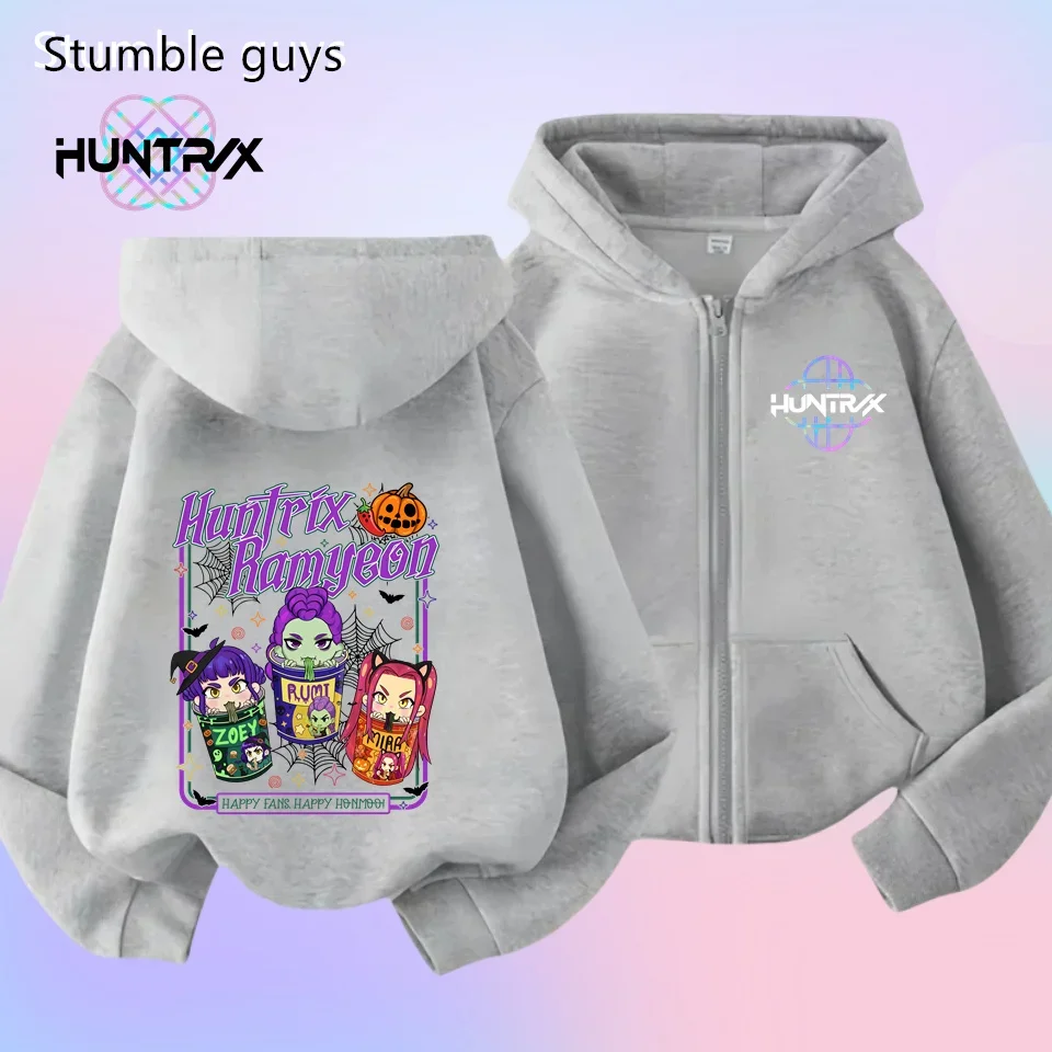 

Long Sleeve Kids KPop Demon Hunters Autumn Boys Girls Zipper Hoodie Sweatshirt Sportswear Anime Clothes Casual