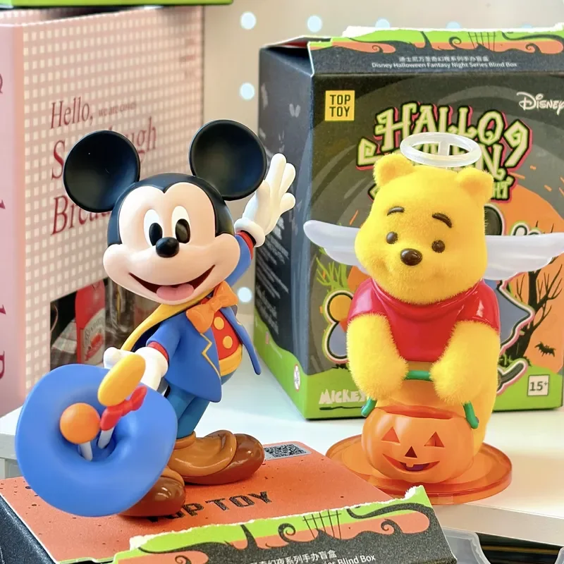 Новая подлинная серия Disney Halloween Night, стежка Винни-Пух, глухая коробка, милое украшение для рабочего стола, загадочная коробка, куклы, игрушки, подарки