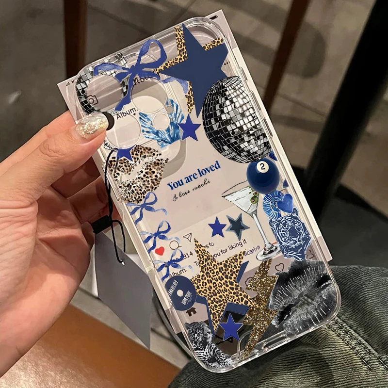 Fundas transparentes con diseño de discoteca de chica de Nueva York para iPhone 14 Pro Max 17 13 12 11 16 ProMax 15 14 Plus XR XS 7, funda anticaída