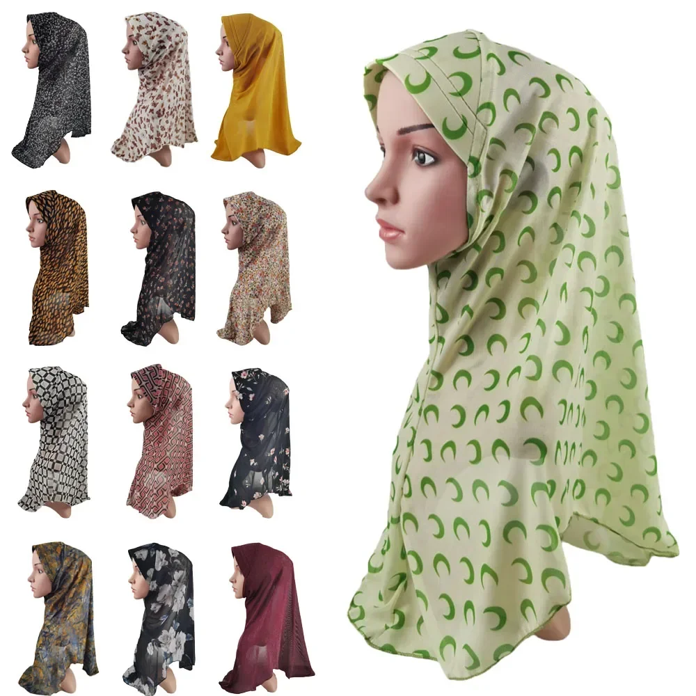 

Floral Print One Piece Amira Muslim Hijab Women Big Girls Headscarf Pull On Ready Made To Wear Islamic Head Wrap Turban Hat Cap