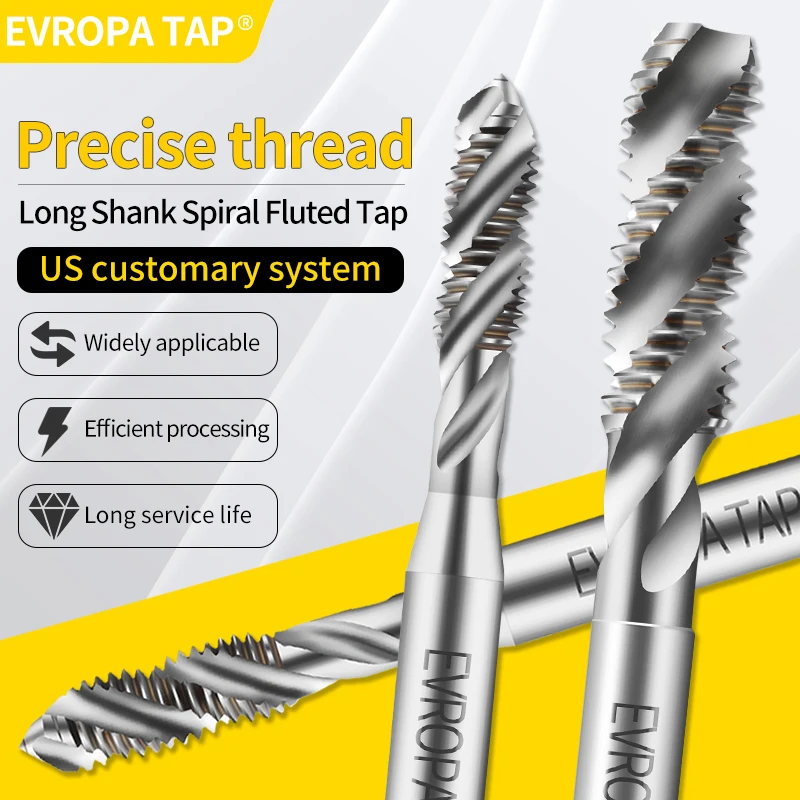 

Метчики EVROPA TAP HSSE со спиральной канавкой, удлиненные, UNC UNF 0-80 2-56 4-40 5-40 6-32 ~ 1/2-13 1/2-20 X100MM, для нарезания резьбы