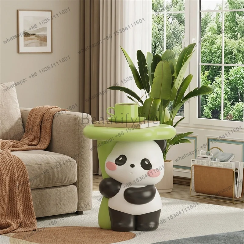 LSCute Panda Coffee Table Side Table Storage Living Room Sofa Furniture Minimalist Bedroom Bedside Nightstand Home Decor Modern