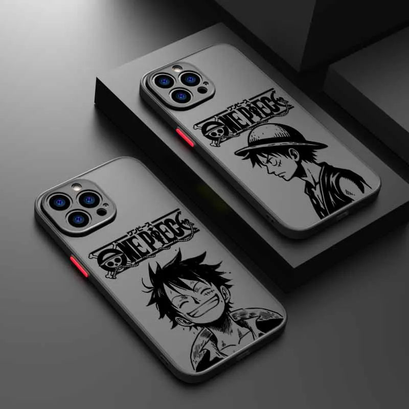 One Piece Niedliche Motivhülle für iPhone 17 16E 16 15 14 13 12 mini Pro Max Plus Mattierte Durchscheinende Weiche Silikon-Handyhülle
