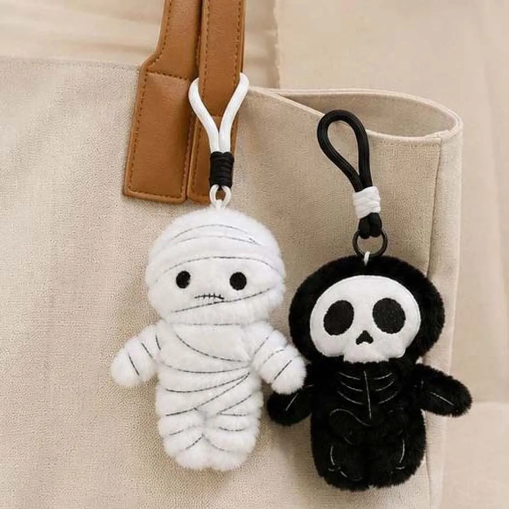 Soft Texture Mummy Plush Key Chain Lightweight Exquisite Stitching Skull Bag Pendant Adorable Appearance Fluffy Surface