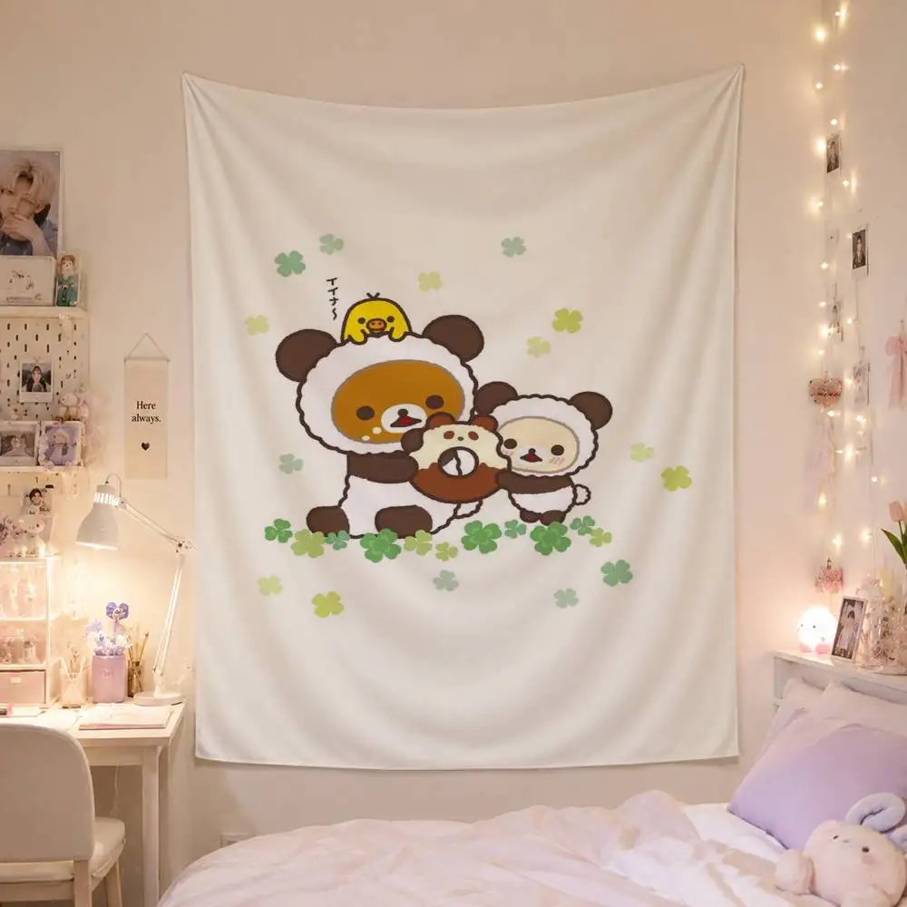 Rilakkuma White Brown Bear Flag Digital Printing Banner for Garage Wall Out Door Decoration