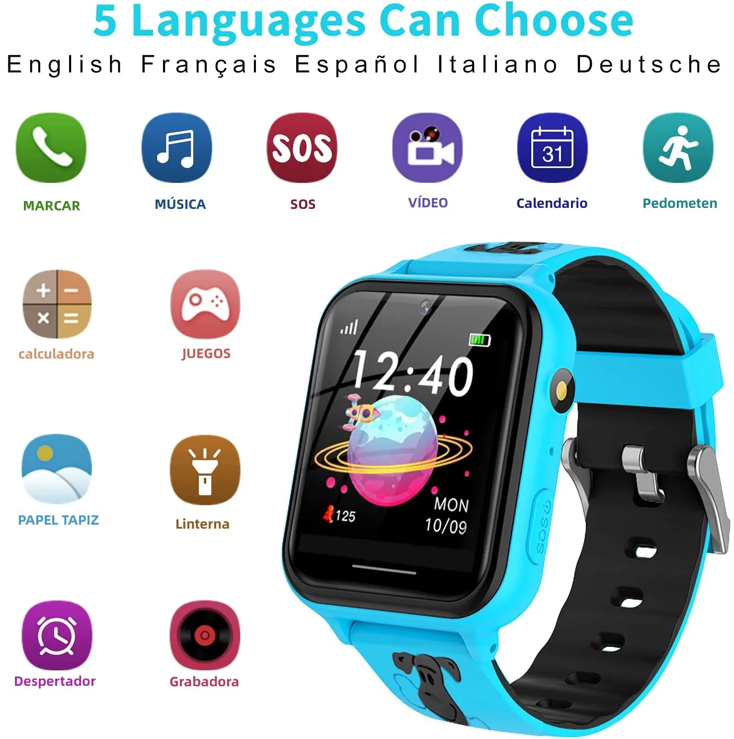 A2 Game 2G Children Smart Watch HD Call With 1G SD Card Alarm Clock Music Video Player Flashlight Kids Phone Smartwatch