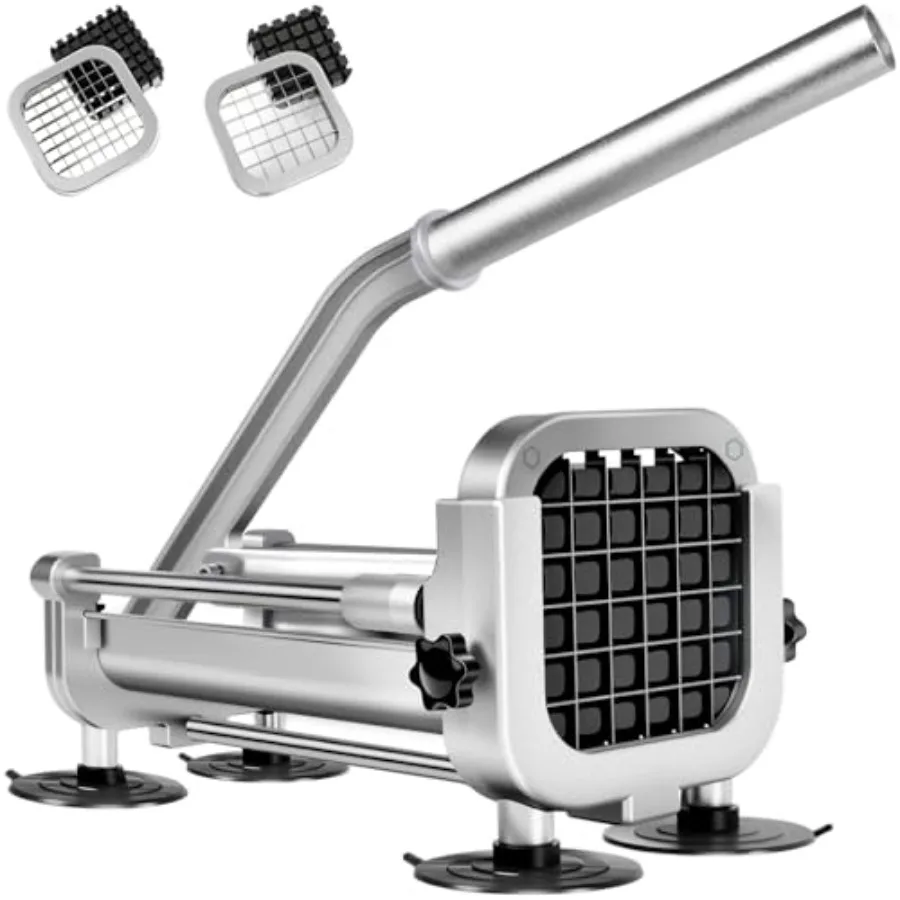 

Kitchen potato cutter: stainless steel silver heavy-duty French fry cutter with 1/2-inch and 3/8-inch blades for potatoes carro