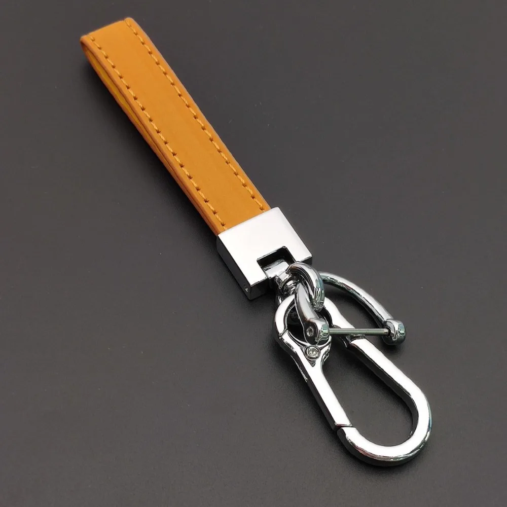 

Personalized Customized Solid Color Leather Car Keychain Metal Leather Keychain Gift Logo Wholesale Car Simple Accessories