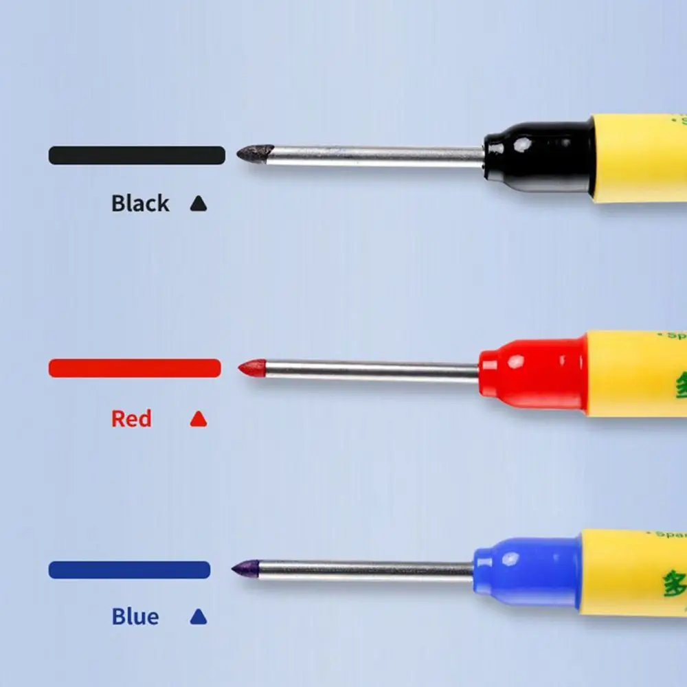 علامات الرأس الطويلة القائمة على الزيت 33 مللي متر رأس طويل أسود/أحمر/أزرق حبر قائم على الزيت قلم تحديد مقاوم للماء قلم تحديد النجارة باستخدام