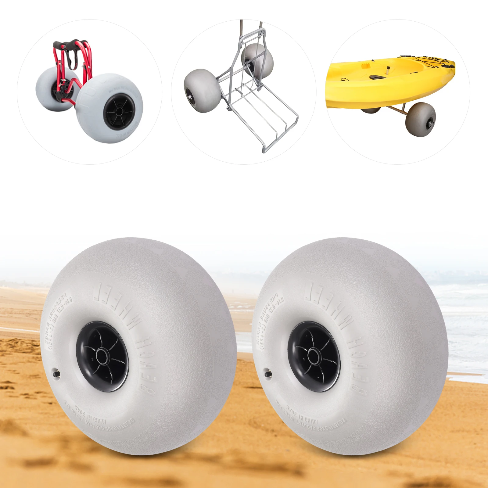 Durable 16-Inch Inflatable Beach Wheels, Lightweight, High Weight Capacity, for Sand Transport