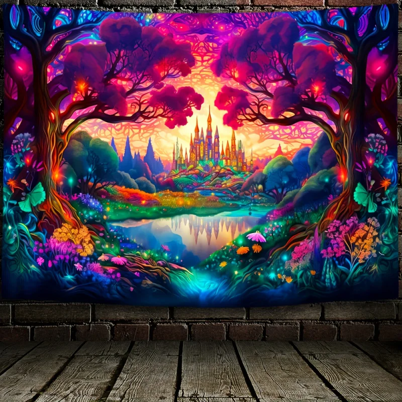 VIKAMA Ins Enchanted Forest Wandteppich, künstlerischer dekorativer Wandteppich für das Wohnzimmer, Sofa und Raumdekoration