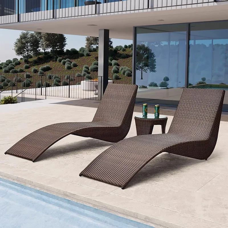 Outdoor Lounge Chair Balcony Rattan Bed Beach Chair Swimming Pool Leisure Furniture