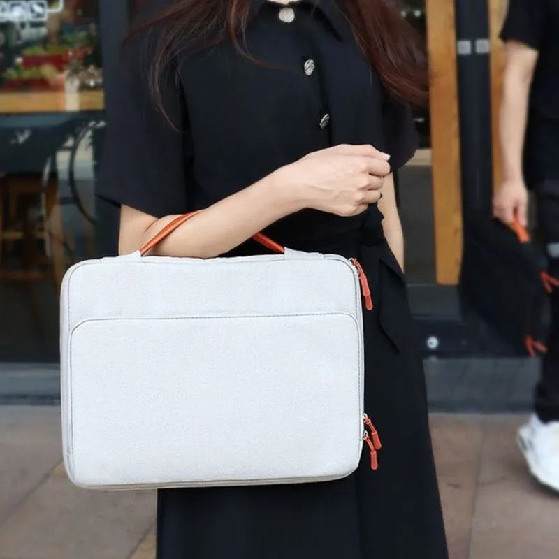 Ins Business Lightweight Carrying Laptop Bag MacBook Air Pro 13 14 15 15.6 16 Inch Briefcases Waterproof Shockproof Notebook Bag