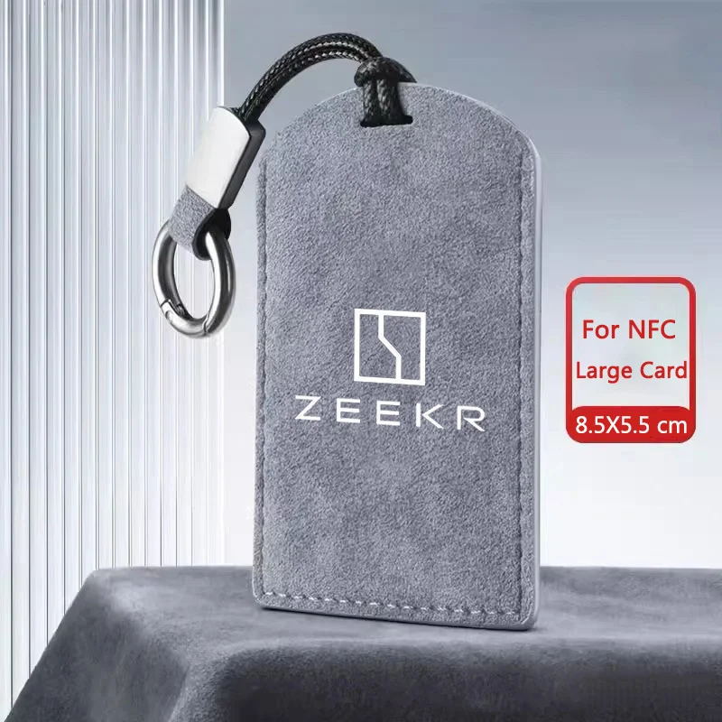 Suede Car Smart Key Case Cover with Logo Protector Shell For Extremely Krypton ZEEKR 001 2021-2023 NFC Card Keychain Accessories