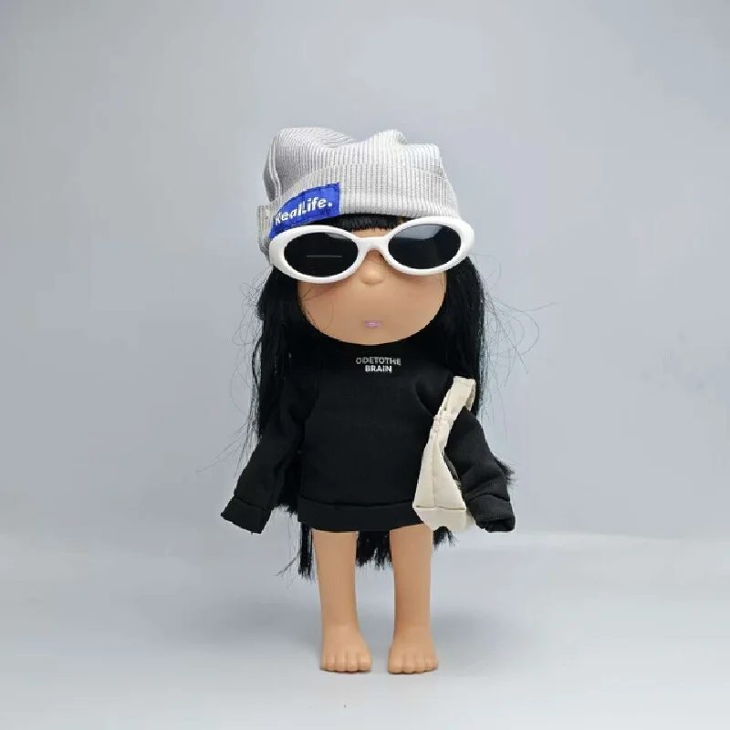 Only clothes no dolls For potato doll clothing gray hat cool black style set cute cartoon doll costume changeable doll clothes