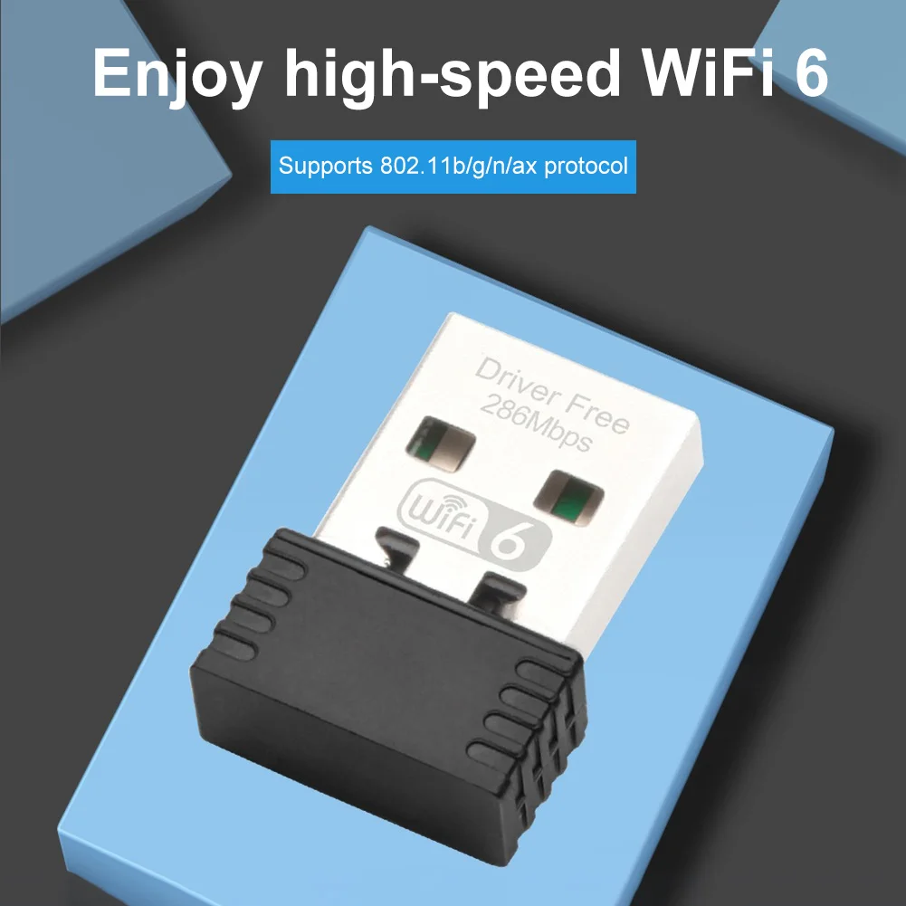 WIFI6 USB WIFI Network Card 286.8Mbps 2.4GHz Wireless External Receiver 802.11b/g/n/ax for PC/Laptop/Desktop