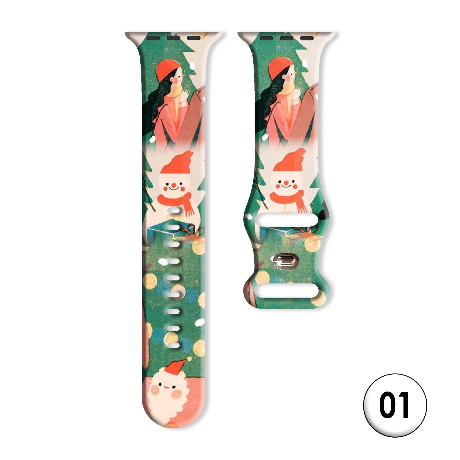 

Christmas Girls Printed Strap for Apple Watch 11 10 9 8 7 Silicone Band Replaceable Bracelet for iWatch 46/44/42/41mm Watchband