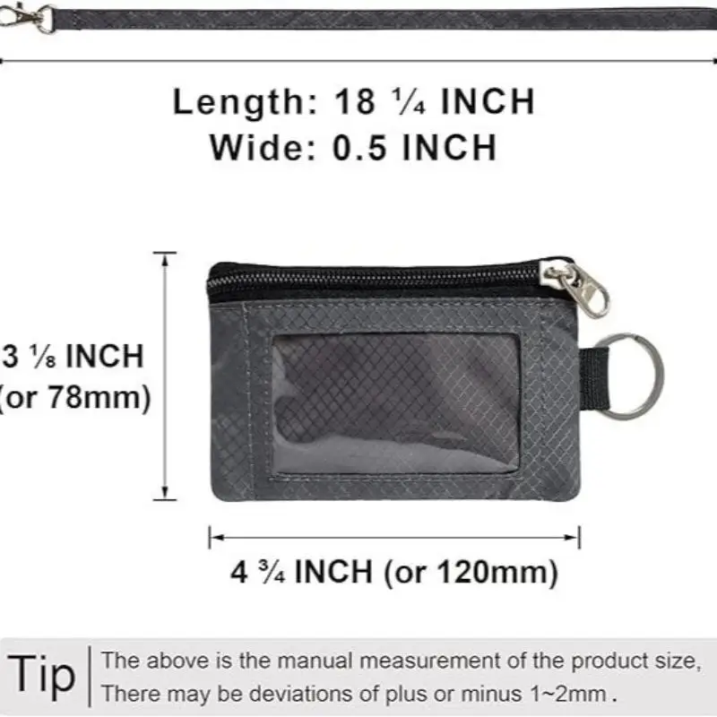 Dompet Zip Kecil Tempat Kartu ID Anti-Maling Tahan Air dengan Tali Gantungan untuk Pria dan Wanita, Dompet Perjalanan dengan Gantungan Kunci