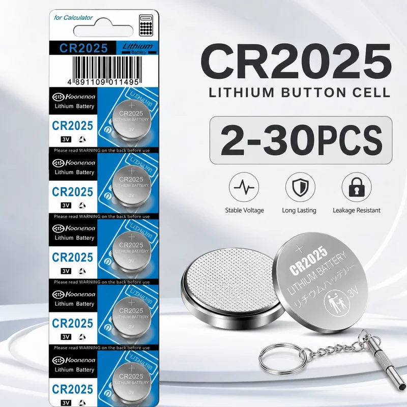 Lithium Coin Cell Battery CR2025 3V Button Cell 2-30PCS DL2025 ECR2025 For Watch Key Fob Remote Calculator Toys