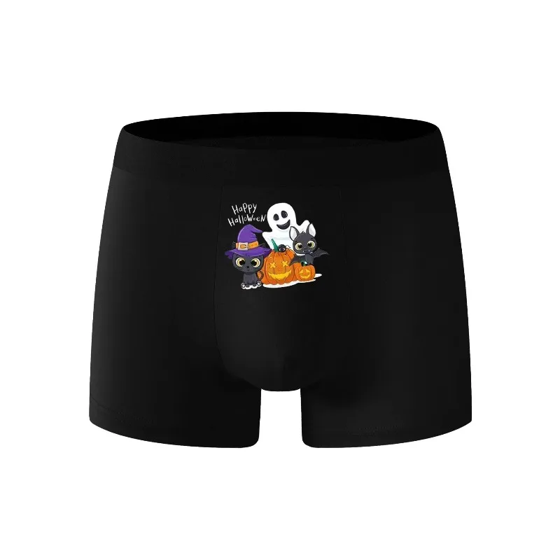 صيف 2025 جديد ملابس داخلية للرجال مريحة بسيطة هالوين اليقطين وجه مبتسم قريبة سراويل بوكسر الرجال يجب تجف بسرعة