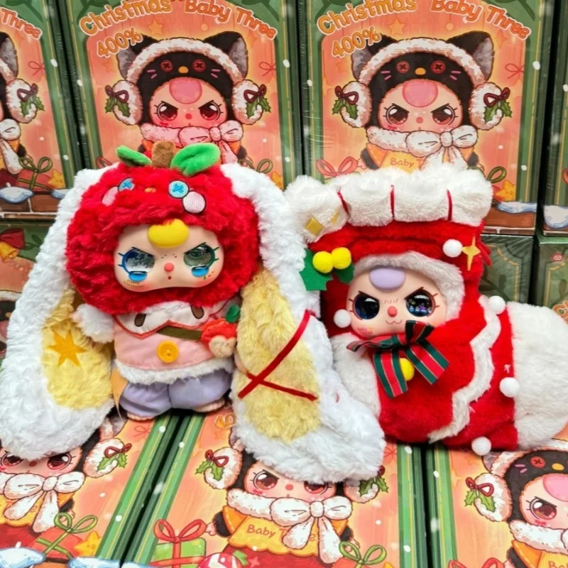 

In Stock Baby Three 400% Christmas Series Blind Box Kawaii Big Vinyl Plush Doll Room Decoration Collection Model Girls Kids Gift