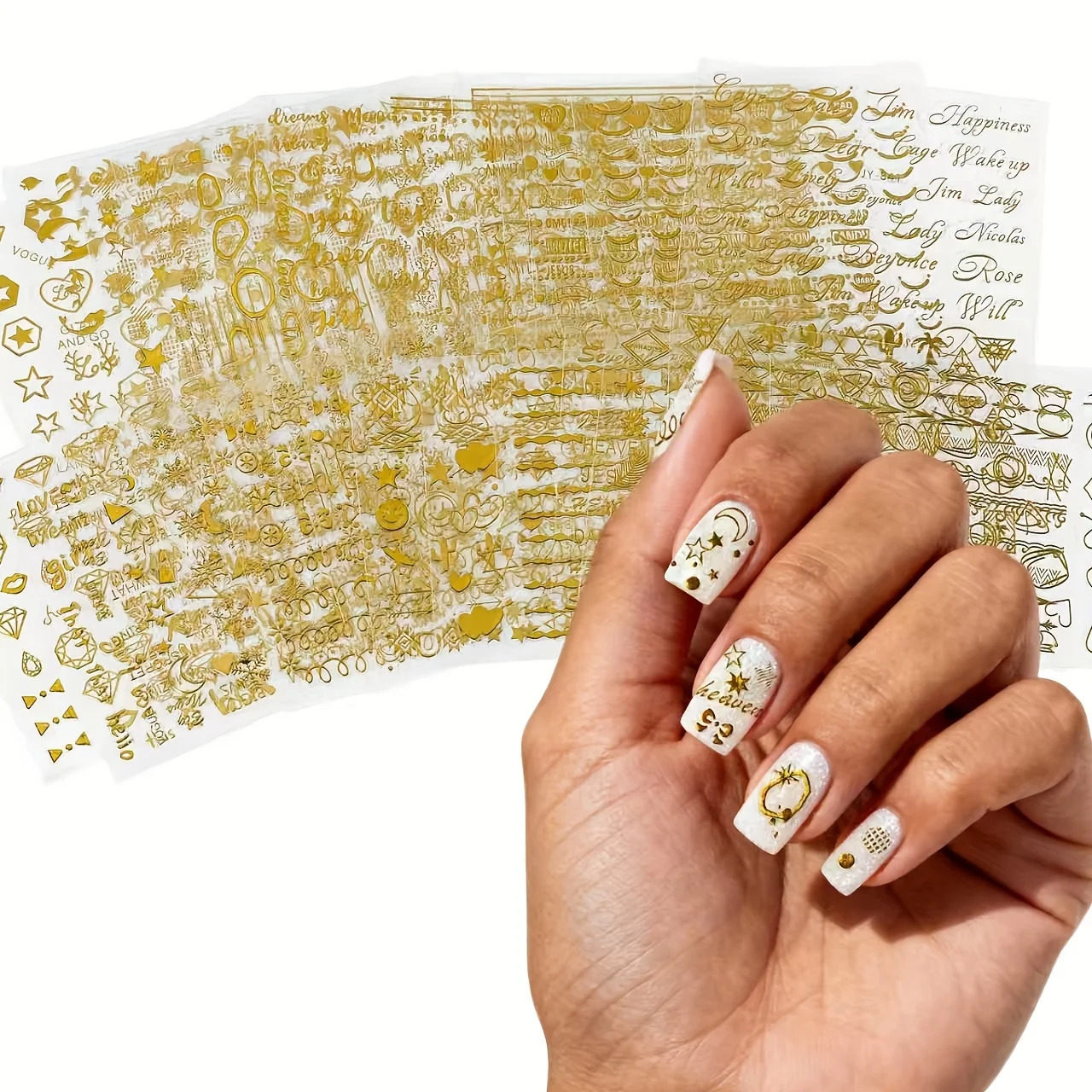 6 pegatinas holográficas navideñas de estilo aleatorio, decoraciones de plástico autoadhesivas con pegatinas navideñas doradas y brillantes