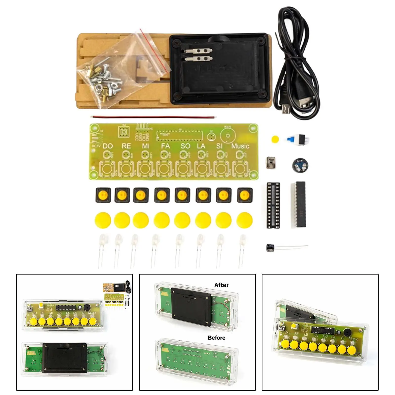 Kit de Piano Electrónico Stem Education sin cuerda para principiantes estable multifuncional DIY con indicadores juego de práctica de soldadura