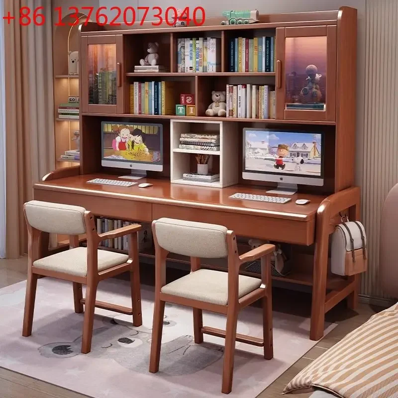 

Двухуровневый письменный стол с книжной полкой и встроенным компьютерным столом для дома и гостиной