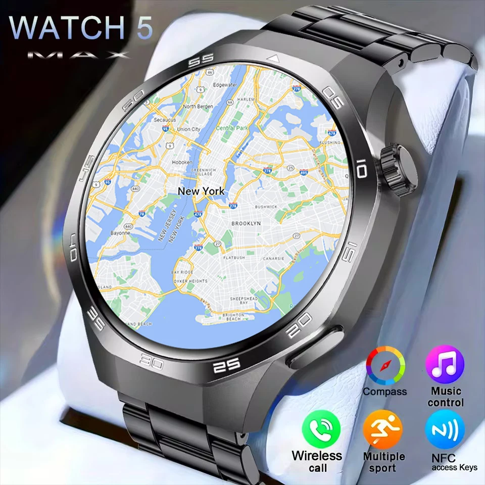 2025 New Watch GT5 Pro Smart Watch Men HD AMOLED Screen NFC GPS Tracker Bluetooth Call Heart Rate Waterproof Smartwatch Women