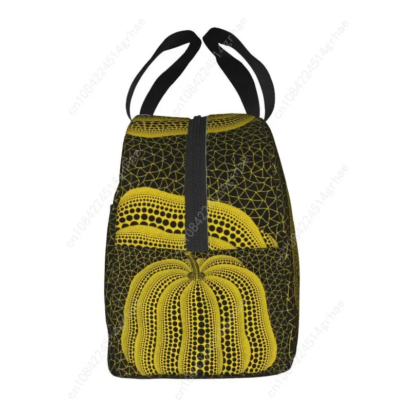 Custom Yayoi Kusama Pumkin Portable Lunch Boxes for Women Abstract Painting Cooler Thermal Food Insulated Lunch Bag Office Work