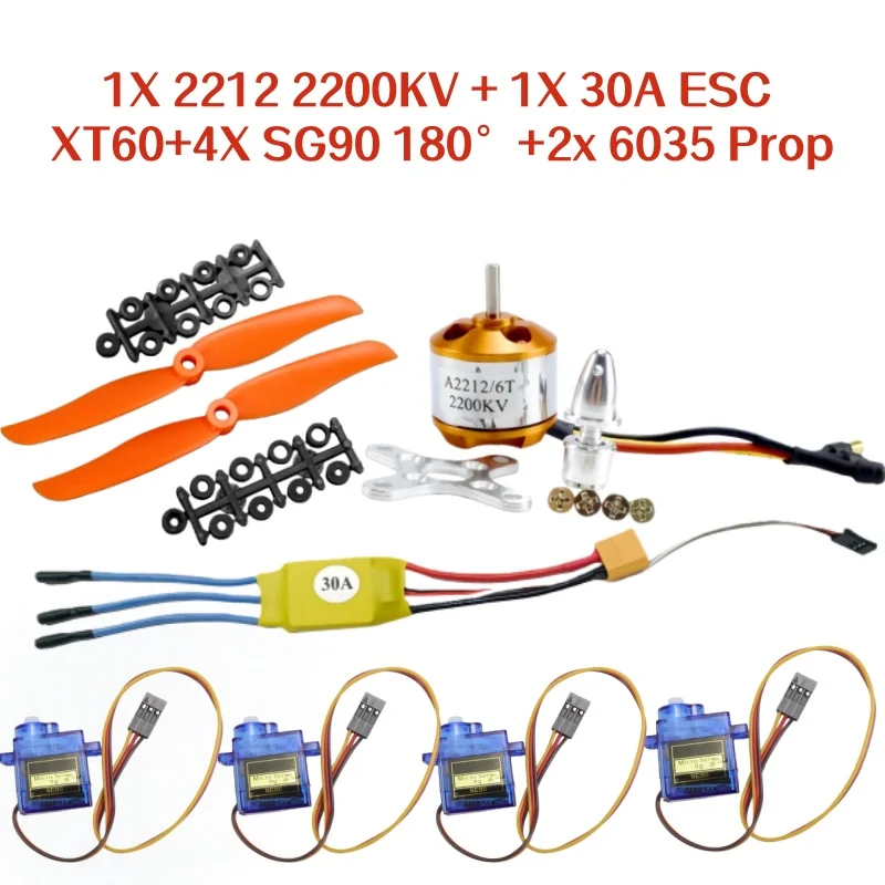 

A2212 2212 2200KV Brushless Motor 30A ESC SG90 9G Micro Servo for RC Fixed Wing Plane Helicopter