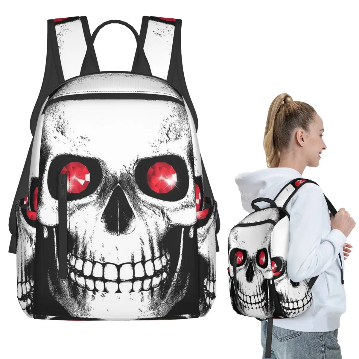 

Skull With Red Eye Pattern Backpack Student BookBag Kids School Bag Laptop Shoulder Bags Men Women