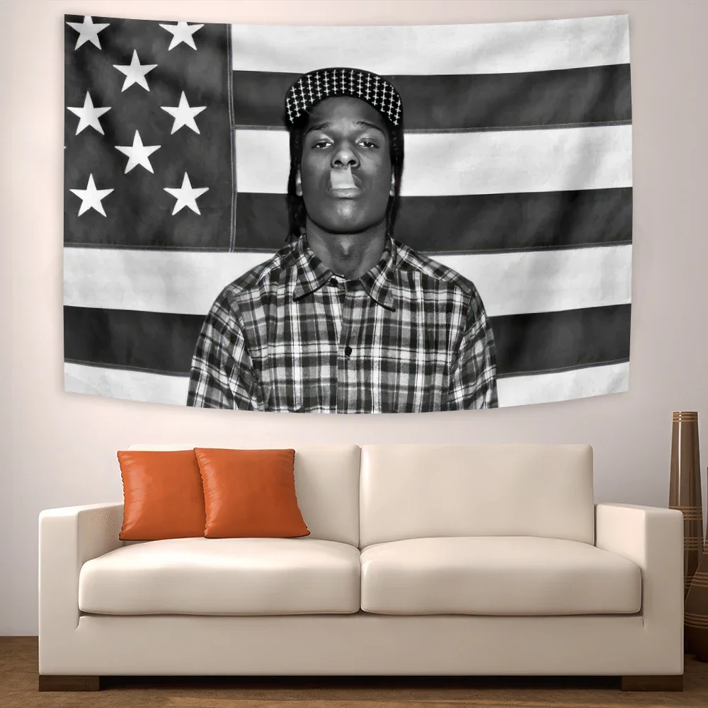 Décor de chambre esthétique maison tapisserie Asap Rockys drapeau Rakim Mayers fumer tenture murale Ablum affiches décor tapisserie Meme tapisserie