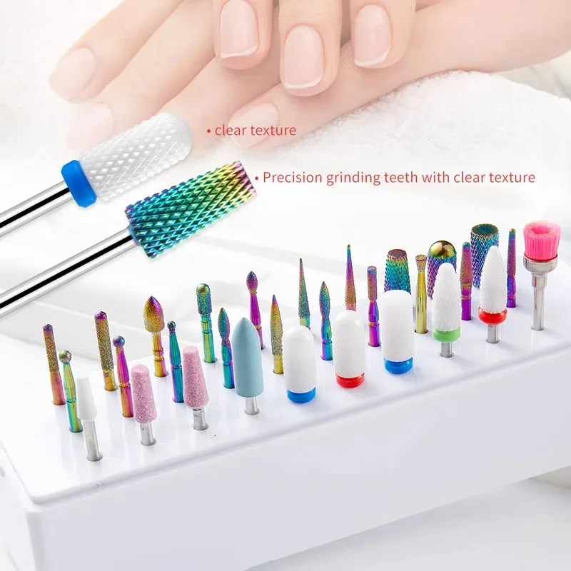 30 pezzi punte da trapano per unghie ceramica diamante cuticola efile rimozione metallo duro per salone di casa gel acrilico manicure pedicure strumenti