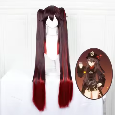 Coslan Genshin Impact Hutao Cosplay Wig Anime Game Hu Tao Chinese Style Costume Props Halloween Hat Accessories Mascot Christma