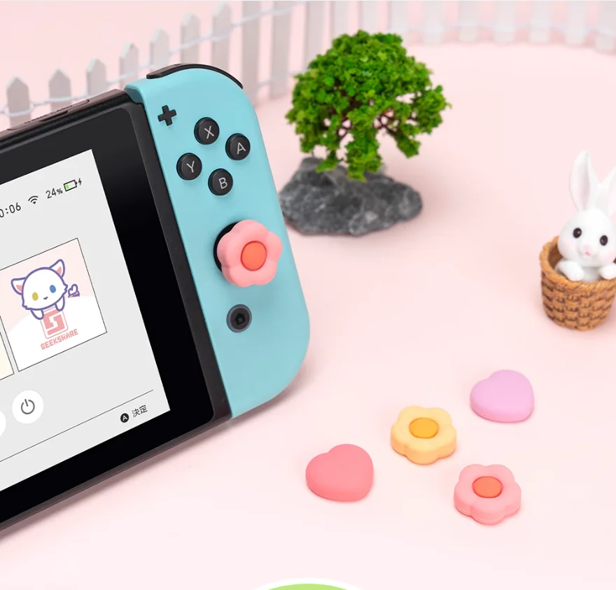 Силиконовый чехол с ручкой для большого пальца Flower Love для Nintendo Switch 2/NS oled/Lite для Sony PS5 PS4 Pro Slim Xbox One Series X/S