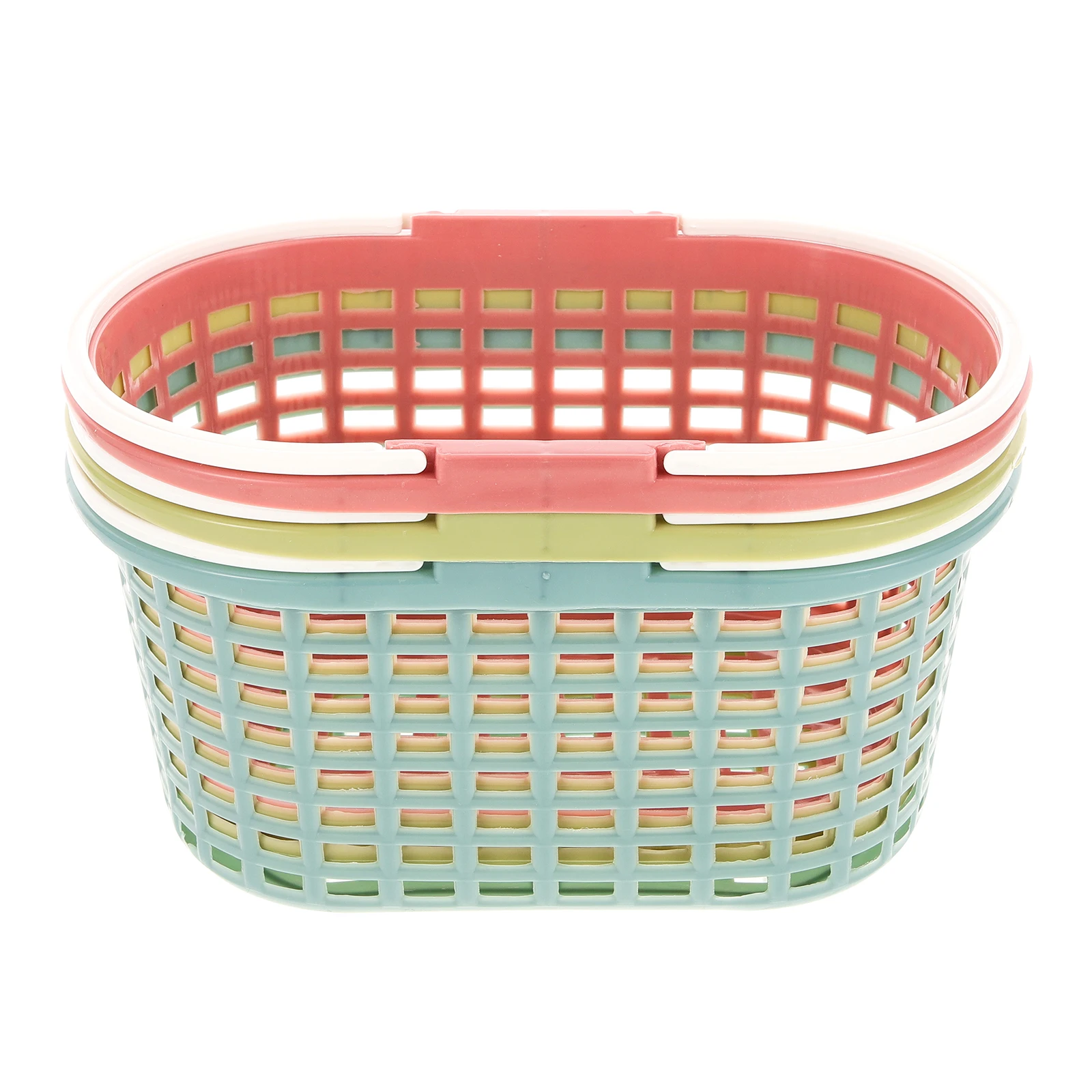 

3Pcs Bathroom Storage Basket Plastic Handle Organizer Kitchen Shower Sundries Hollow Holder Basket with Handle