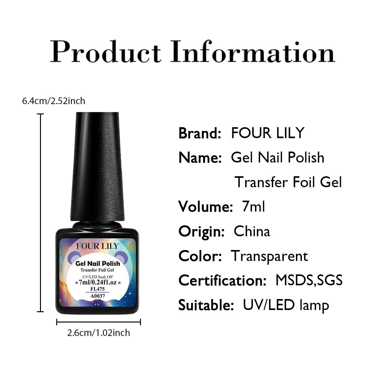 FOUR LILY 7ml Transfer Foil Nail Gel Polish Semi-Permanant Varnish For Nail Sticker Nail Polish Soak Off UV LED Nail Art Gel image 6