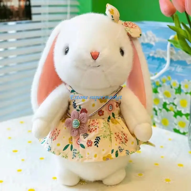 090B Thỏ nhồi bông mềm mại Động vật sang trọng Đồ chơi Bunny With Dress Kids