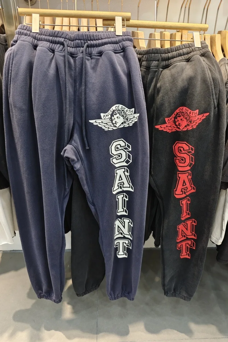 

Saint Mens Joggers Elastic Waist Retro Distressed Winter Warm Tapered Sweatpants Autumn Winter Sports Pants for Men