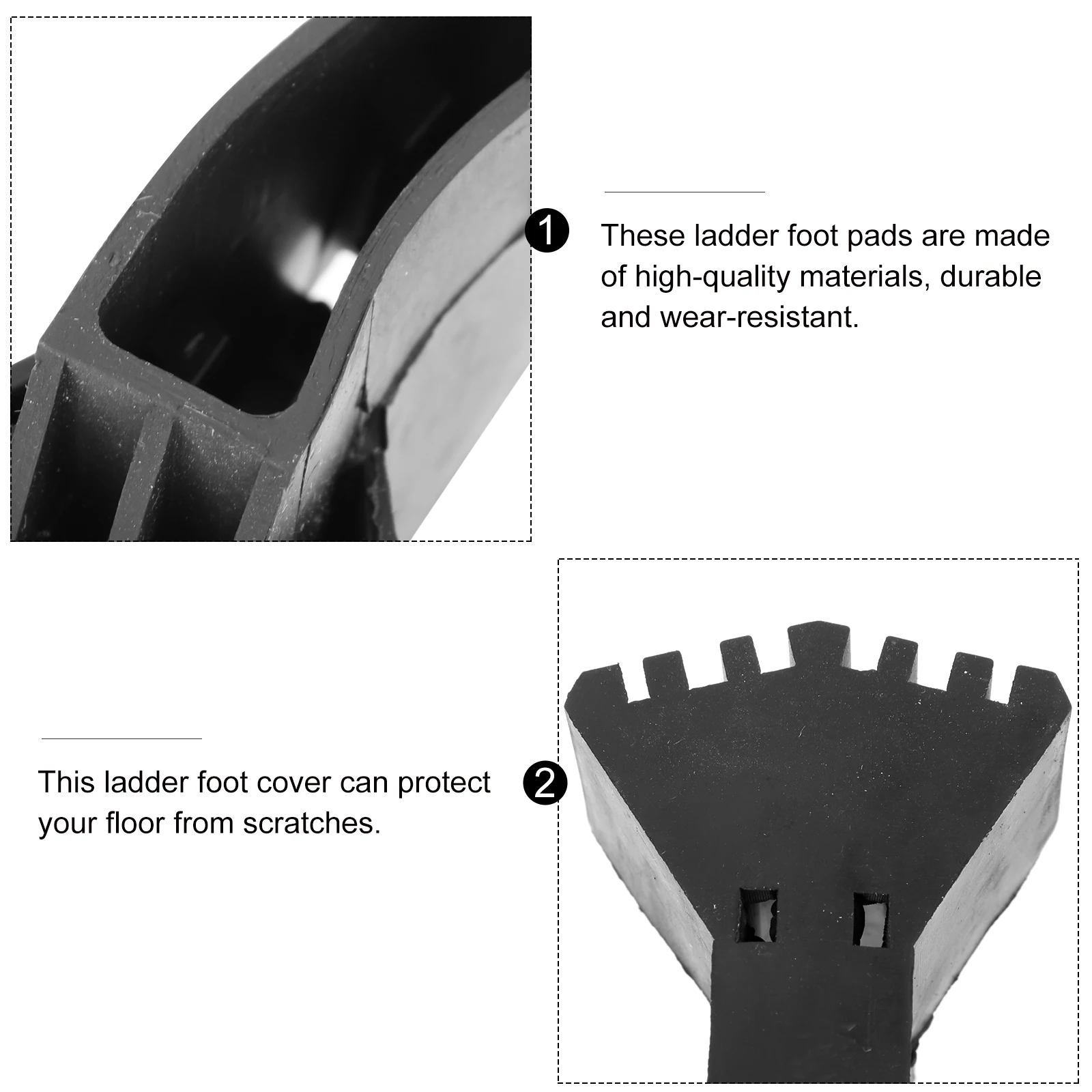 1 Set Feet Covers Non-Slip Mat Extension Foot Protector Thickened Rubber Black Cover Durable Replacement Home Use Telescoping