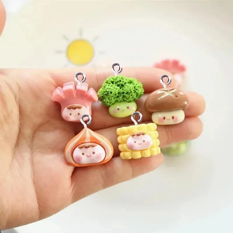 10Pcs Kawaii Cartoon Hot Pot Resin Charms Simulated Food Pendants for Bracelet Necklace DIY Handmade Jewelry Making