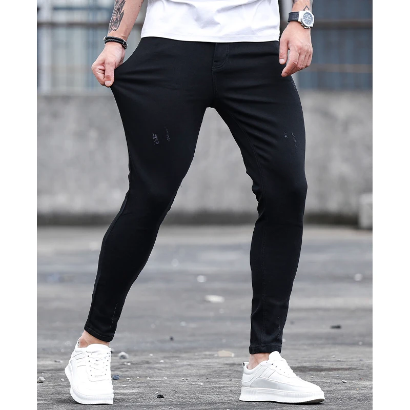 Alta Qualidade dos homens Stretch Skinny Jeans 2023 Preto Clássico Denim Calças Moda Streetwear Calças Roupas Masculinas Jeans Para Homens