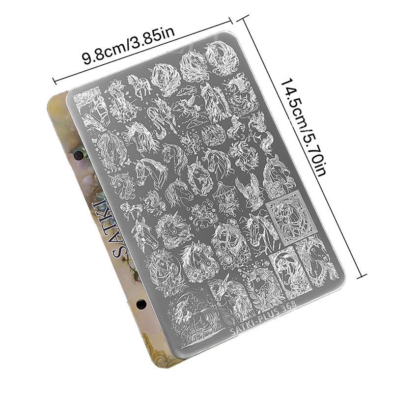 2026 Year Of The Horse Nail Stamping Plates Cute New Year's Horse Pattern Stencil Nail Art Stamps Template Nail Tools