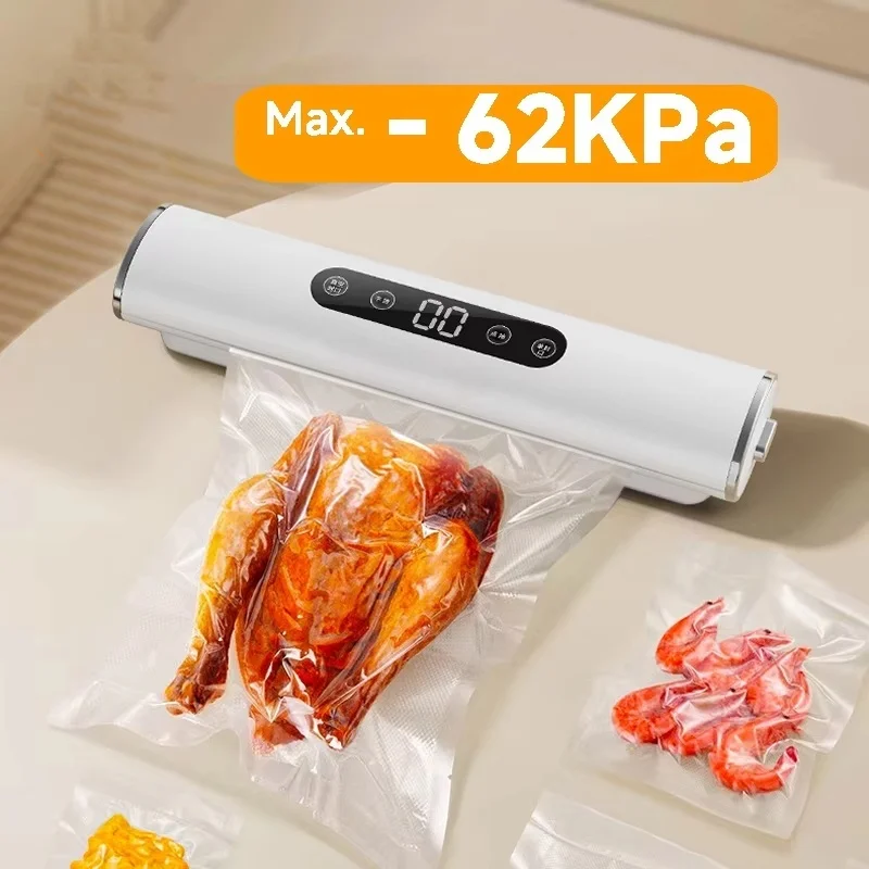 Вакуумный упаковщик, небольшая бытовая упаковка, машина для хранения свежести, автоматическая вакуумная машина с цифровым дисплеем и вакуумным пакетом