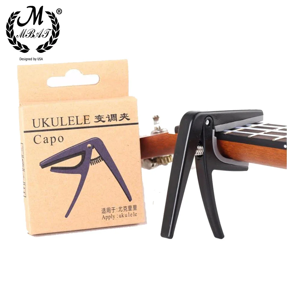 

M MBAT Black Ukulele Capo Musical Instrument Accessories Tone Clip Classic Acoustic 4 Strings Hawaii Guitar Tuning Clamp Tool